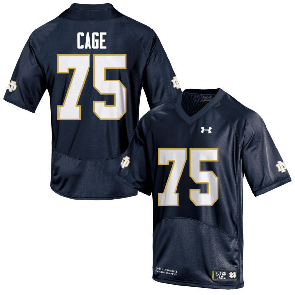 Men #75 Daniel Cage Notre Dame Fighting Irish College Football Jerseys-Navy Blue